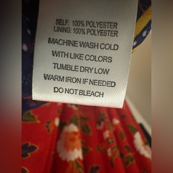 Just Found Dress 1X Red Floral Boho Maxi Sleeveless Chevron Hem Elastic Waist - Picture 6 of 7